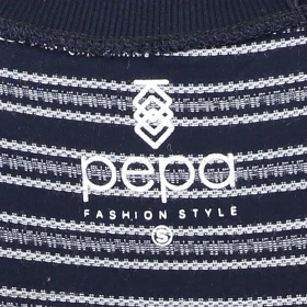 تیشرت آستین کوتاه زنانه پپا مدل طرح دار رنگ سرمه ای