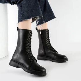 بوت و نیم بوت زنانه و دخترانه مدل بندی بغل زیپ رنگ مشکی کد A593