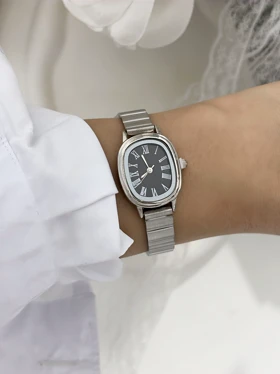 ساعت زنانه استیل بیضی رومی951