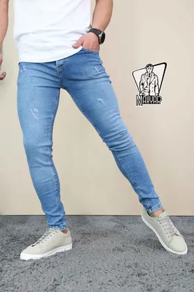 شلوار جین آبی روشن زاپ‌دار
