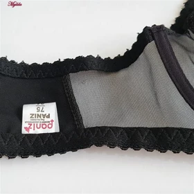 سوتین زنانه پانیذ مدل فنردار گیپوری مشکی کد 66397-2