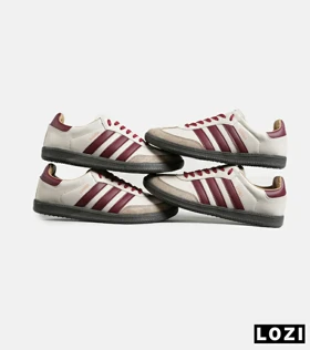 کفش کتانی مردانه و زنانه کرم زرشکی ADIDAS Samba