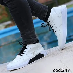 کتانی مردانه ساق‌دار پرادا سفید
