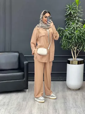 ست مانتو و شلوار دو جیب نما