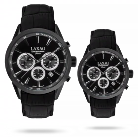 ساعت مچی ست لاکسمی بند چرم مشکی کد Laxmi 8544/6