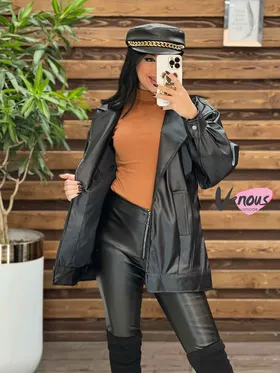 پالتو چرم جلو برش‌دار