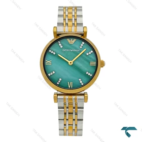 ساعت مچی زنانه امپریو آرمانی دورنگ طلایی صفحه سبز Armani-7614-L