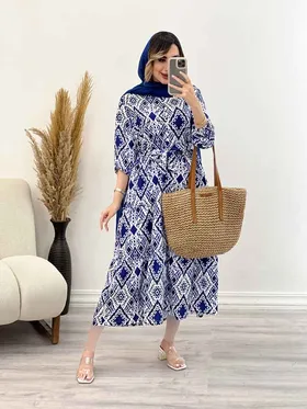 پیراهن بلند طرح دار نازگل