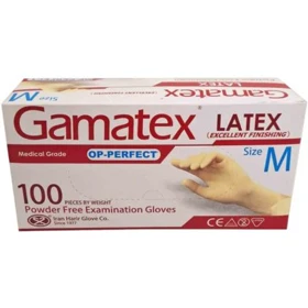 دستکش M لاتکس 100 عددی Gamatex