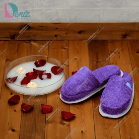 دمپایی حوله ای طرح کرالیچ رنگ ارغوانی
