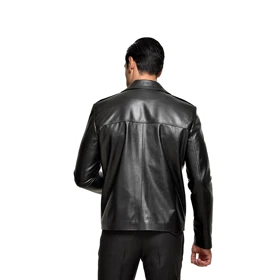 کت چرمی جیب‌دار مشکی