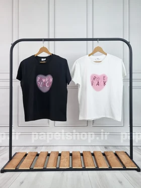 تیشرت کراپی یقه گرد طرح قلب