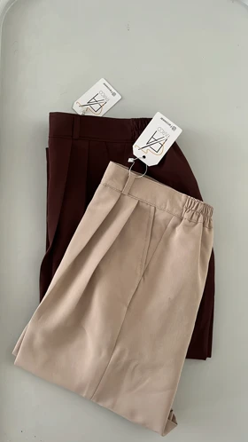 شلوار کرپ نیم بگ زنانه فارکو - راحت و شیک کد 084