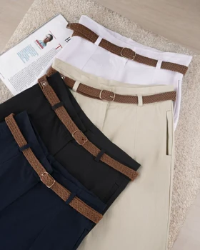 شلوار کتان تیارا کمربند دار کد 29765