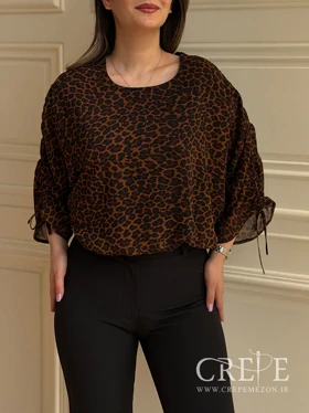 شومیز حریر پلنگی آستین گت