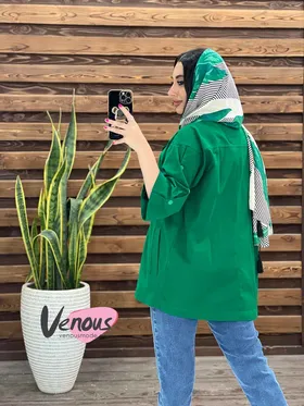 مانتو لینن کتی آستین دکمه