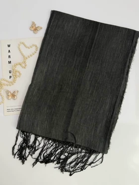شال لینن تک‌رنگ 20684 (مشکی)