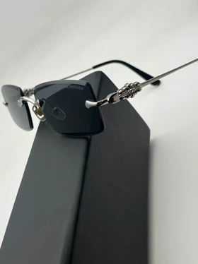 عینک کروم هارتز فریم لس کد 2278 Chrome Hearts (مشکی نقره ای)