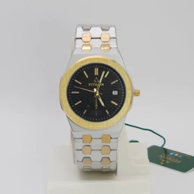 ساعت مچی مردانه فیترون Fitron 6040M با موتور کوارتز ژاپن و تاریخ دار (بند نقره ای طلایی با صفحه مشکی)