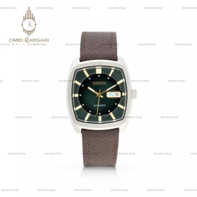 ساعت مچی سیکو دو تقویم بند چرمی صفحه سبز Seiko