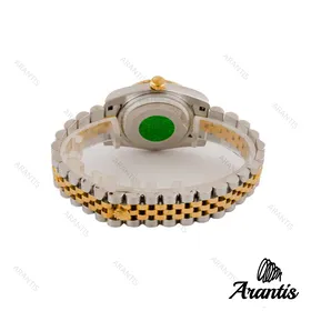 ساعت رولکس زنانه مدیوم دورنگ طلایی صفحه سفید صدف خطی w-9025
