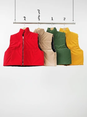 پافر یقه ایستاده مخمل سیلیکونی جلو زیپ