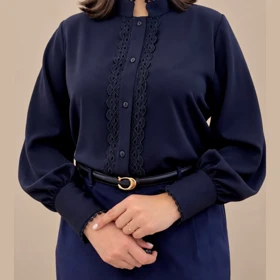 شومیز مجلسی زنانه مدل شبنم (سورمه ای)