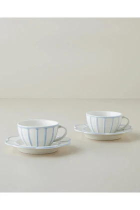 سرویس فنجان چای دو نفره English Home مدل Soft Cloud استون‌ور - آبی روشن
