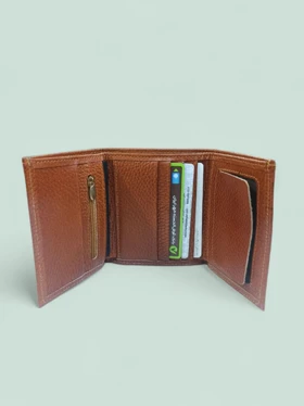 کیف پول دخترانه چرم طبیعی مدل سه لت