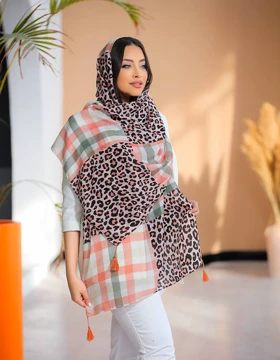 شال نخ پنبه رنگ هلویی 3582