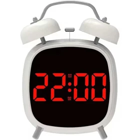 ساعت دیجیتال شماطه دار مربع مدل GH8032 (بدنه سفید - LED قرمز)