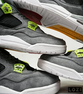 کتانی ساق‌دار مردانه طوسی مشکی سبز Nike air jordan 4
