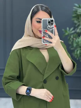 مانتو لینن دو دکمه آستین پاکتی