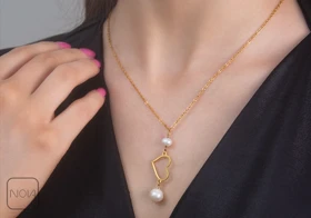 گردنبند استیل مروارید و قلب