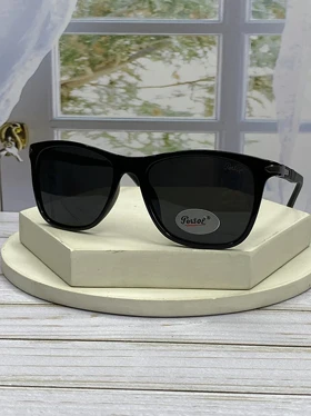 خرید عینک آفتابی پرسول مدل P6808 سایز 53 فریم مشکی براق عدسی پلی‌کربنات UV400 پلاریزه مخصوص رانندگی
