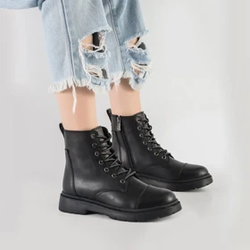 بوت و نیم بوت زنانه و دخترانه مدل بندی بغل کش رنگ مشکی کد A551