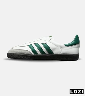 کفش کتانی مردانه و زنانه سامبا سفید سبز ADIDAS Samba مدل 7261