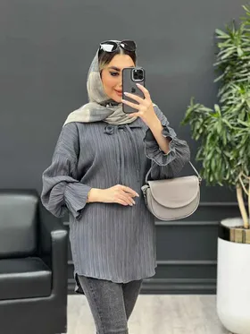 مانتو کراش یقه بند دار