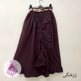 دامن لینن گتی بلند در رنگبندی متنوع(کد1454) (زرشکی)