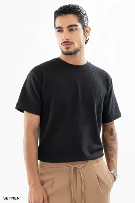 تیشرت مردانه ژاکارد یقه گرد