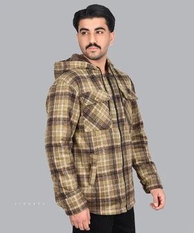 کاپشن مردانه پشمی طرح چهارخانه 7009