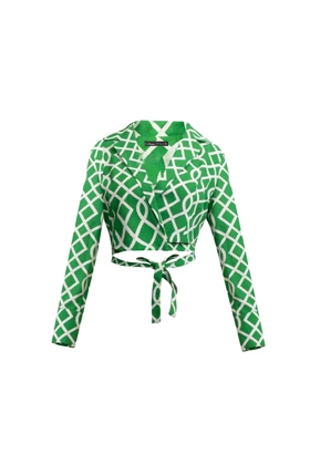 بلوز لینن طرحدار - 3113 (سبز)