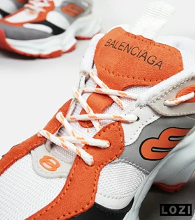 کفش کتانی زنانه سفید طوسی نارنجی BALENCIAGA