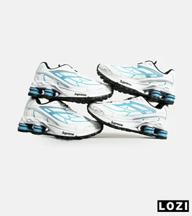کفش کتانی مردانه سفید آبی نایک NIKE x SUPREME shox ride 2