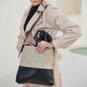 کیف کتان و چرم (کوچک) کنتراست 50138