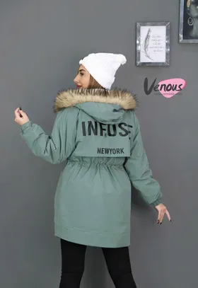 کاپشن کلاهدار NEW YORK