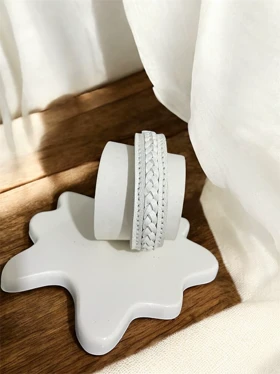 دستبند مردانه چرم طبیعی طرح بافتی کد 3335057