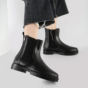 بوت و نیم بوت زنانه و دخترانه مدل دو بر کش بغل زیپ رنگ مشکی کد M665