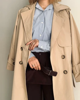 ترنچ کت Drop کرم (قد بلند)