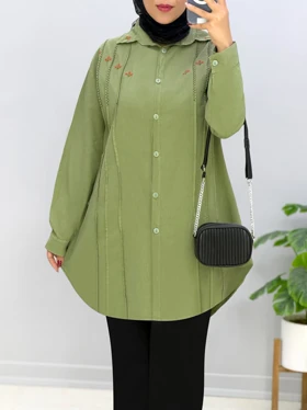 مانتو جلودکمه لینن ستارک کد 20145503